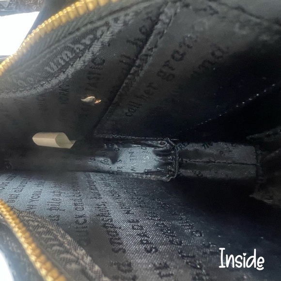 Kate Spade Monarch Butterfly Clutch Black Leather Novelty Rare Bag Purse Sequin - Picture 10 of 15